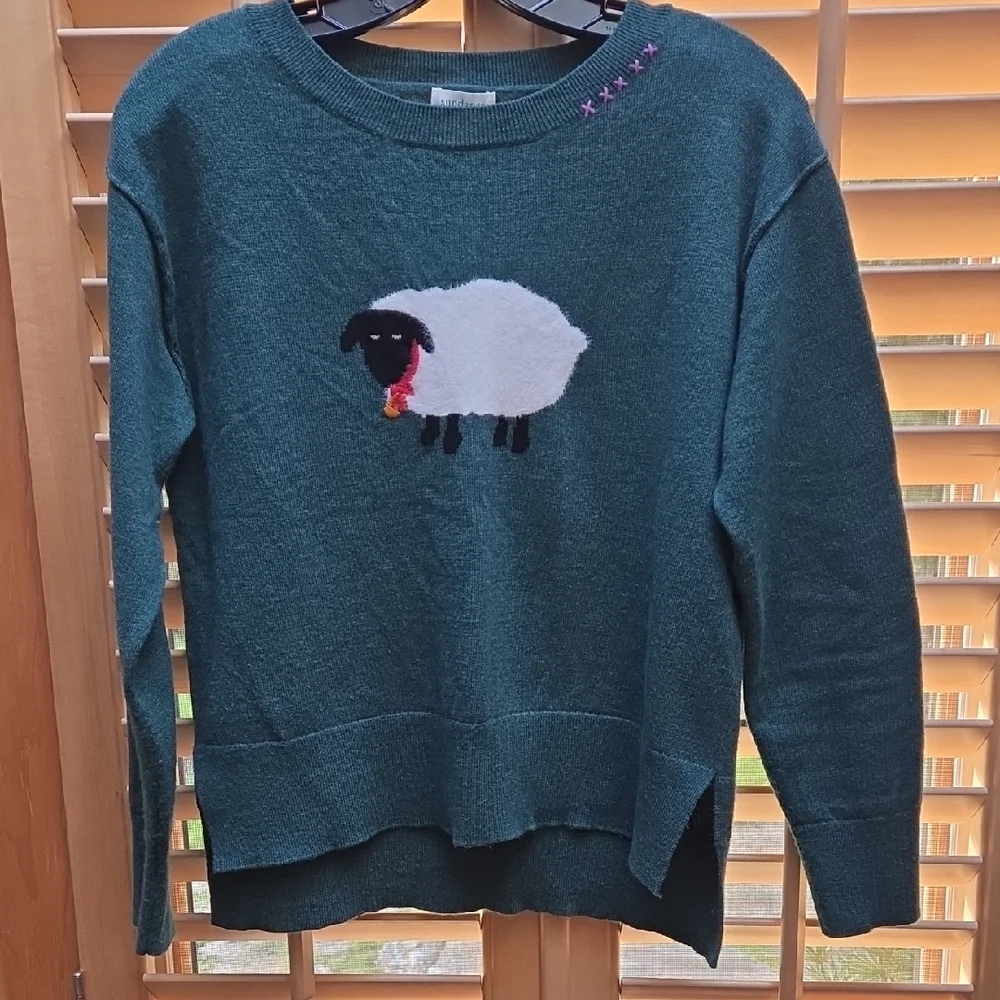 Sundance Teal Sweater with Sheep Design - Picture 1 of 6